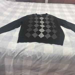 Dockers Mens Argyle Sweater XXL Acrylic Black/Grey